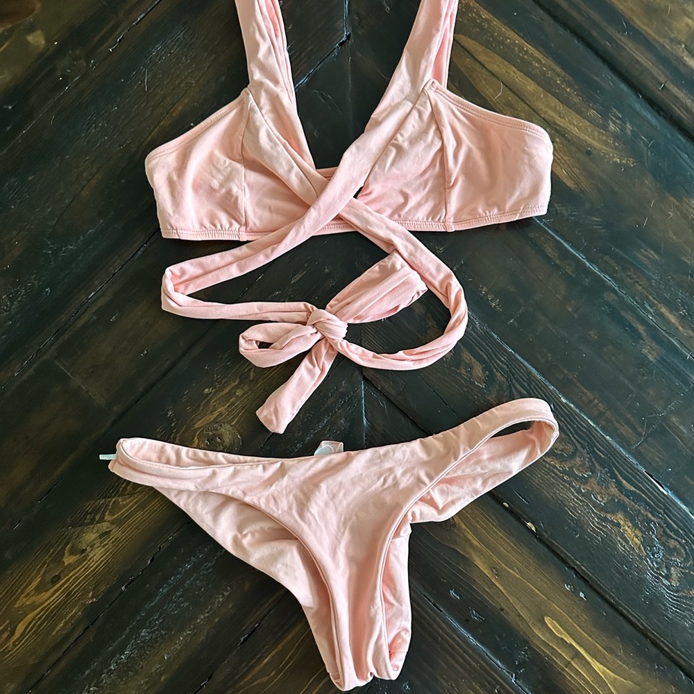 Peach Wrap-around Bikini Set
